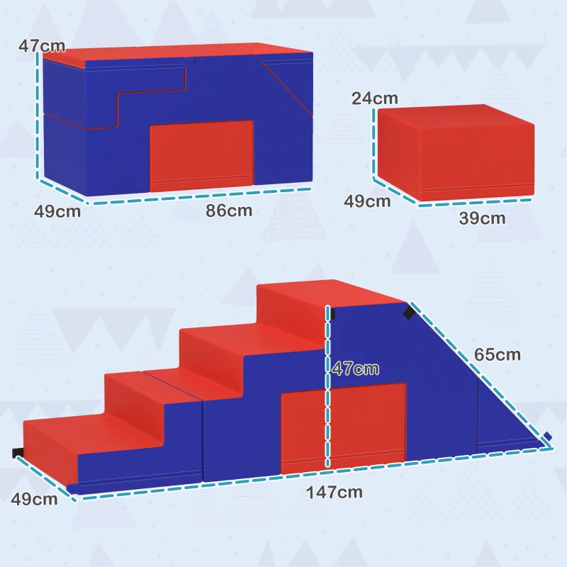 Soft Play Set for Toddlers 1-3 Years Foam Climber Blocks Dark Blue Color