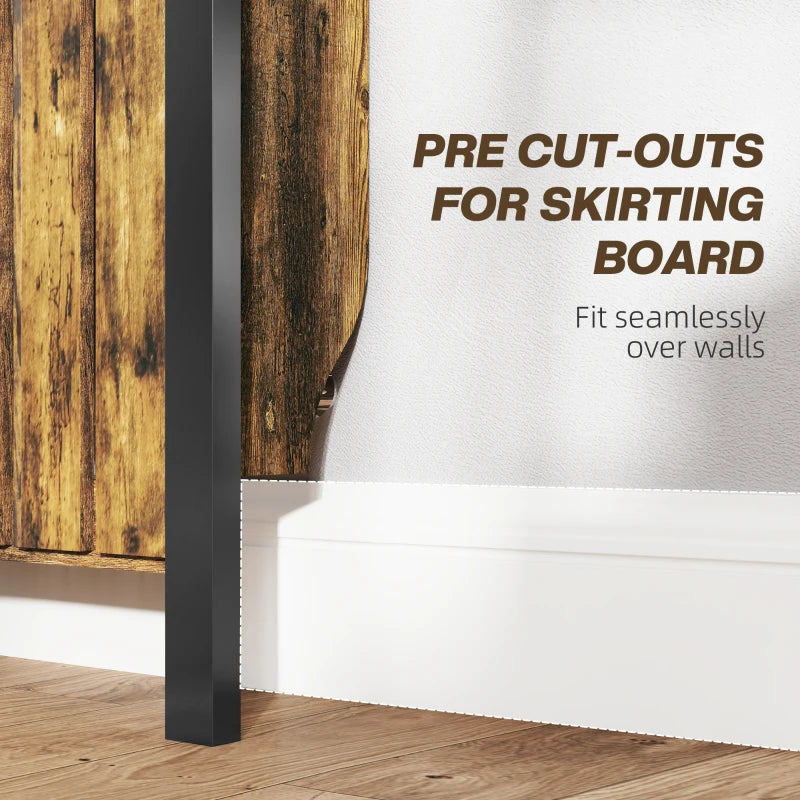 Rustic Style Radiator Cover 93 x 88.5cm Elegant Brown and Black Design