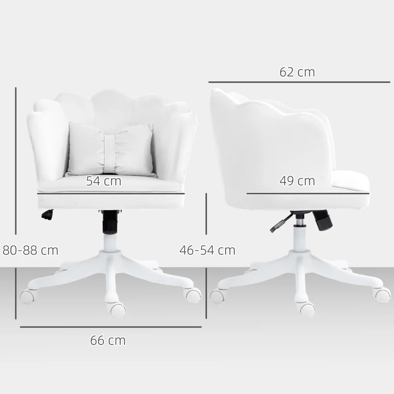 Velvet-Feel White Petal Back Office Chair - Stylish Ergonomic Design for Home & Office Comfort