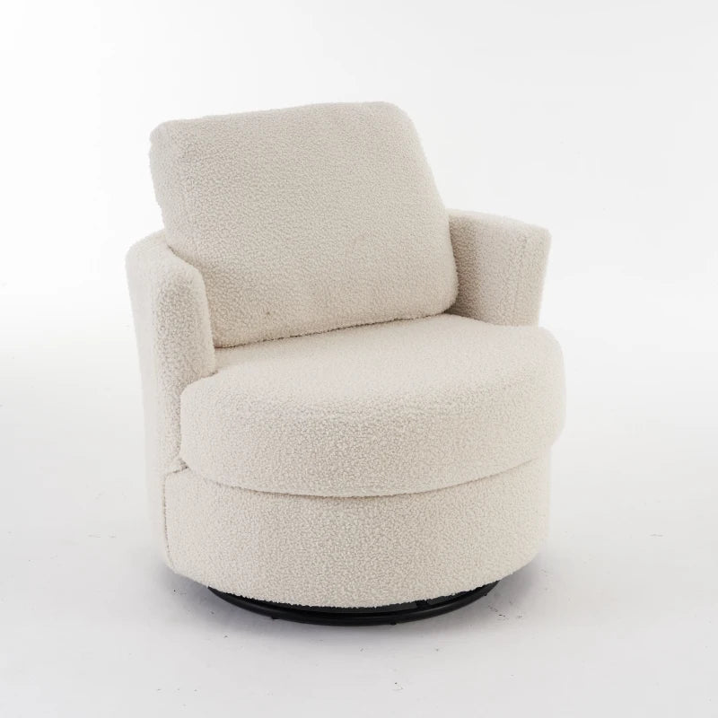Comfortable Swivel Recliner with Back Cushion and Thick Foam Pad, 360° Rotation, 78.5x83x86 cm, White