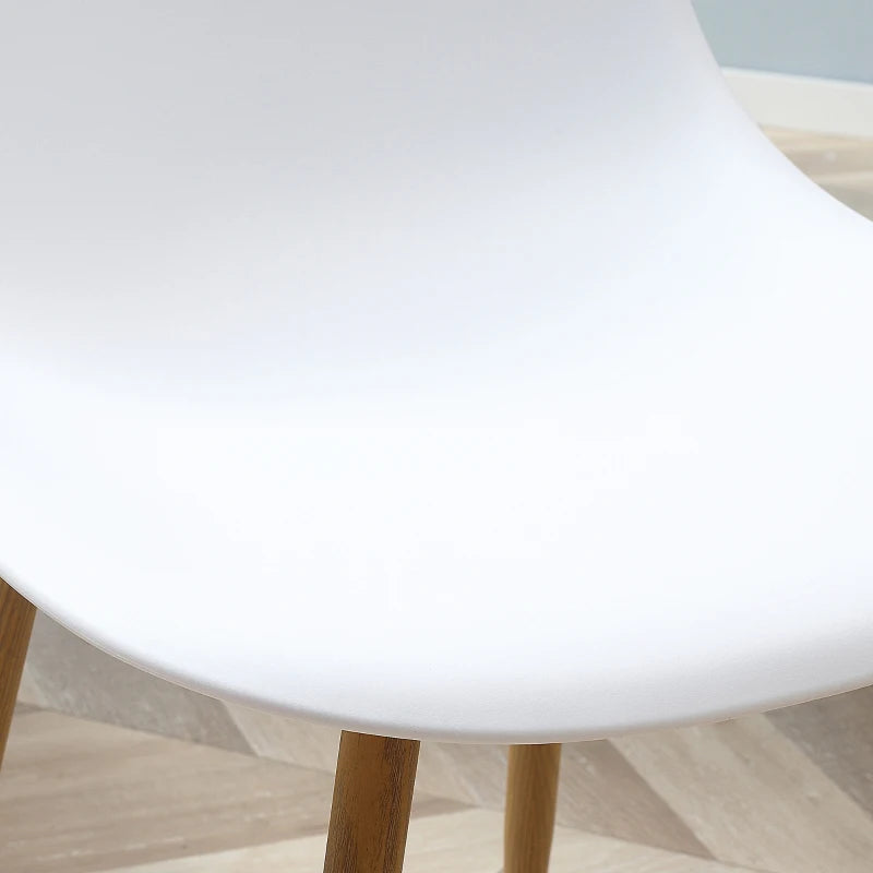 Modern Dining Chairs Set of 4 - Stylish Kitchen Chairs with Backrest & Steel Legs for Dining Room & Living Room - White