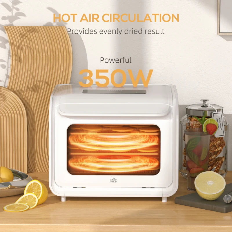 Premium 35-70°C Six-Tray Food Dehydrator - White | Perfect for Healthy Snacks, Jerky, Fruits & Vegetables