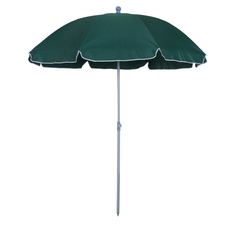 Green 2.2m Portable Beach Umbrella with Tilting Function