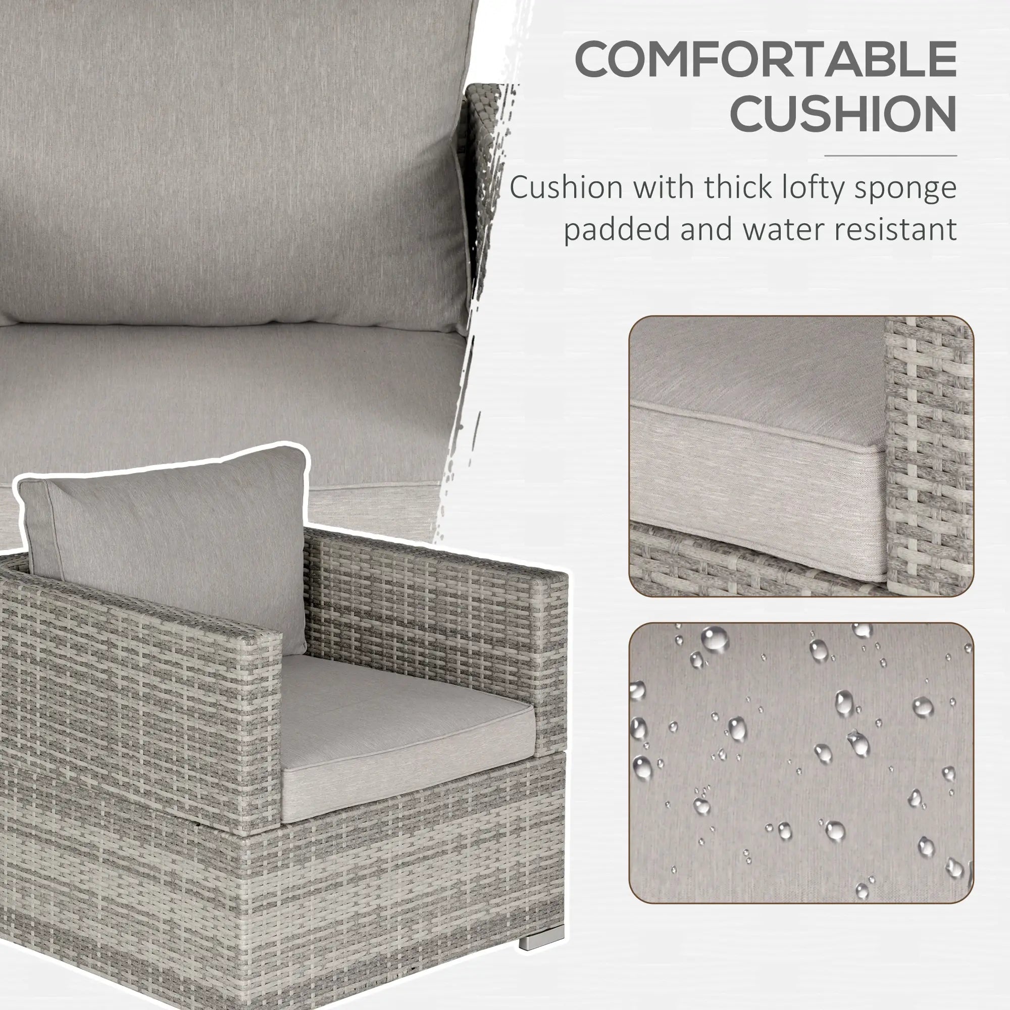 Light Grey Single Seater Rattan Chair with Padded Cushions