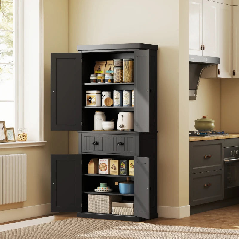 Freestanding Multi-Storage Kitchen Cabinet in Black - Stylish & Functional Organizer for Home & Kitchen Storage Solutions