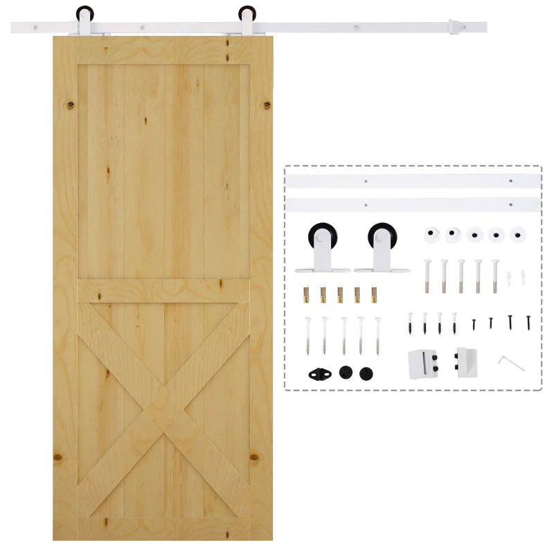 White 6ft Rustic Sliding Barn Door Hardware Kit