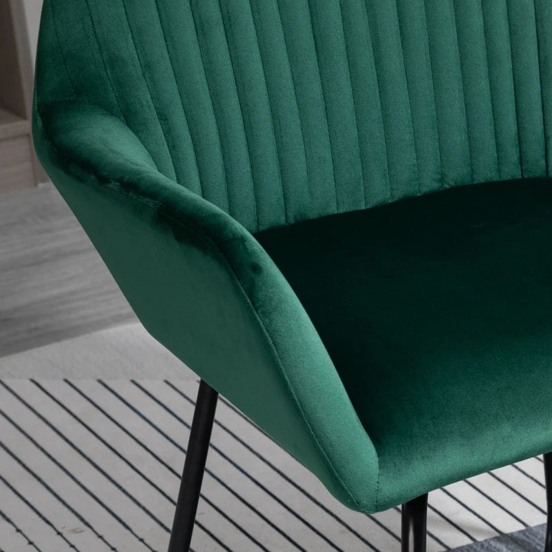 Velvet-Feel Plisse Back Accent Chair in Green for Stylish Home Decor