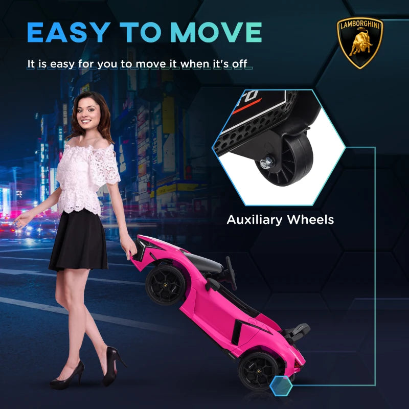 Licensed 12V Lamborghini Revuelto Ride On Car with Butterfly Doors and Remote Control Pink
