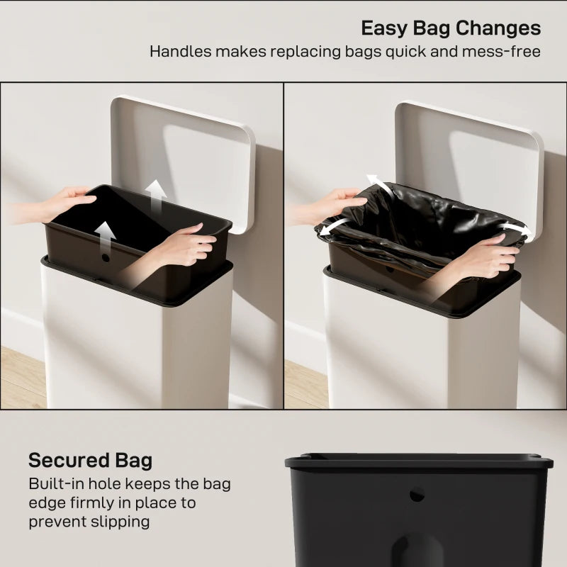 20L Cream Kitchen Bin with Soft-Close Lid, Stay-Open Function & Removable Inner Bucket - Ideal for Home & Office