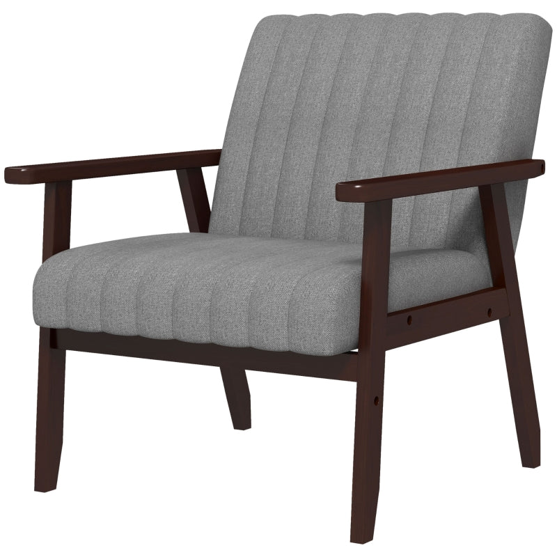 Mid Century Grey Accent Chair with Wooden Legs for Stylish Living Room Decor