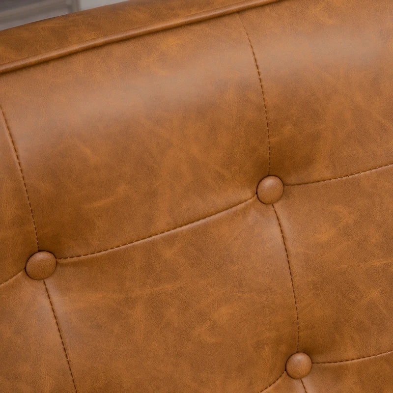 Retro-Style Accent Chair with Brown Faux Leather Seat for Stylish Home Decor