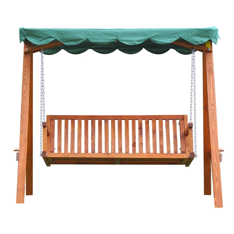 Green 3-Seater Pinewood Swing Chair