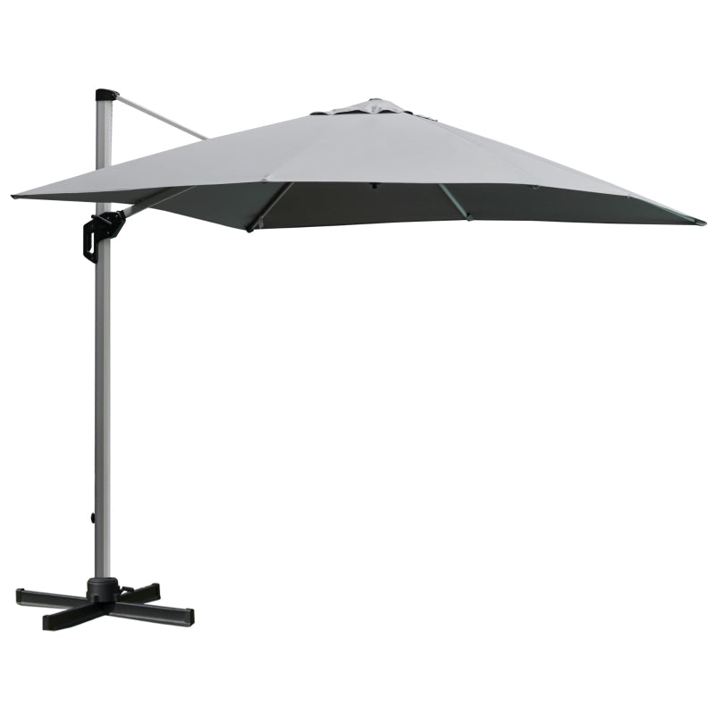 Light Grey 3x3m Outdoor Cantilever Parasol with 360° Rotation