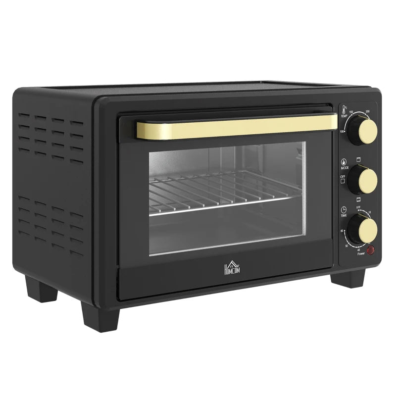 16L Mini Countertop Oven - 1400W Powerful Cooking, Compact Design, Black Finish - Perfect for Small Spaces & Quick Meals