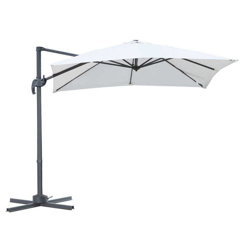 Square Rotating Cream White Umbrella Parasol - 245x245x248 cm