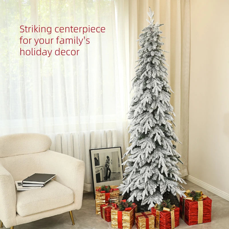 7ft Unlit Artificial Christmas Tree - Snow-Covered Holiday Decor for Festive Home Decoration