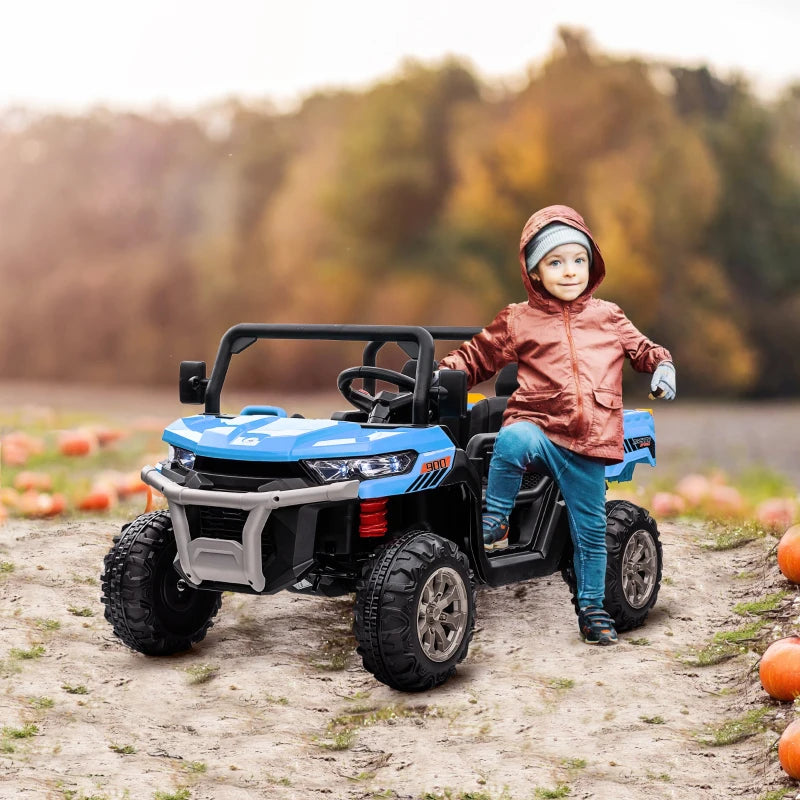 Blue 12V Electric Ride-On Car for Kids with Remote Control and Bucket Seat