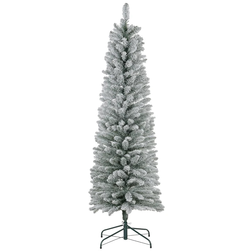 6ft Snowy Pencil Christmas Tree - Artificial White Holiday Decor for Festive Home Decoration