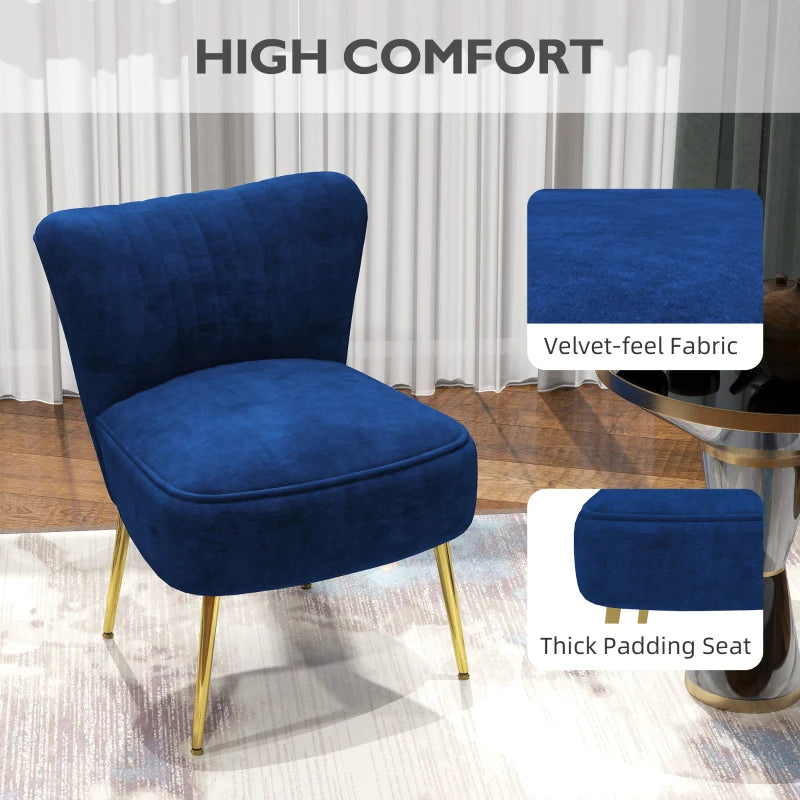 Velvet-Feel Dark Blue Tub Accent Chair for Stylish Living Room Decor
