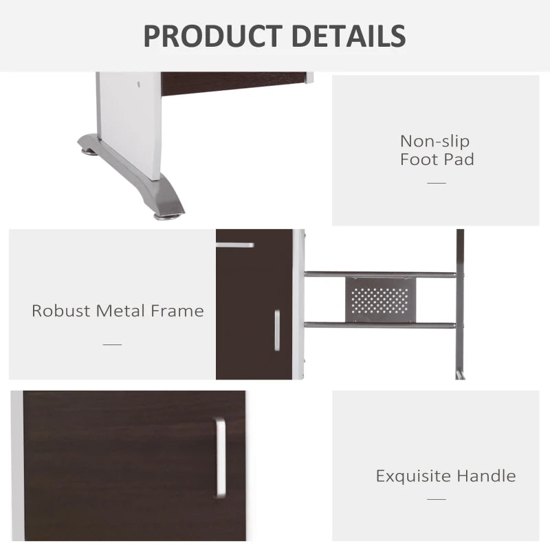 Black Walnut Computer Desk with Sliding Keyboard Tray, Storage Drawers & Host Box Shelf - Home Office Study Workstation 100x52x75cm