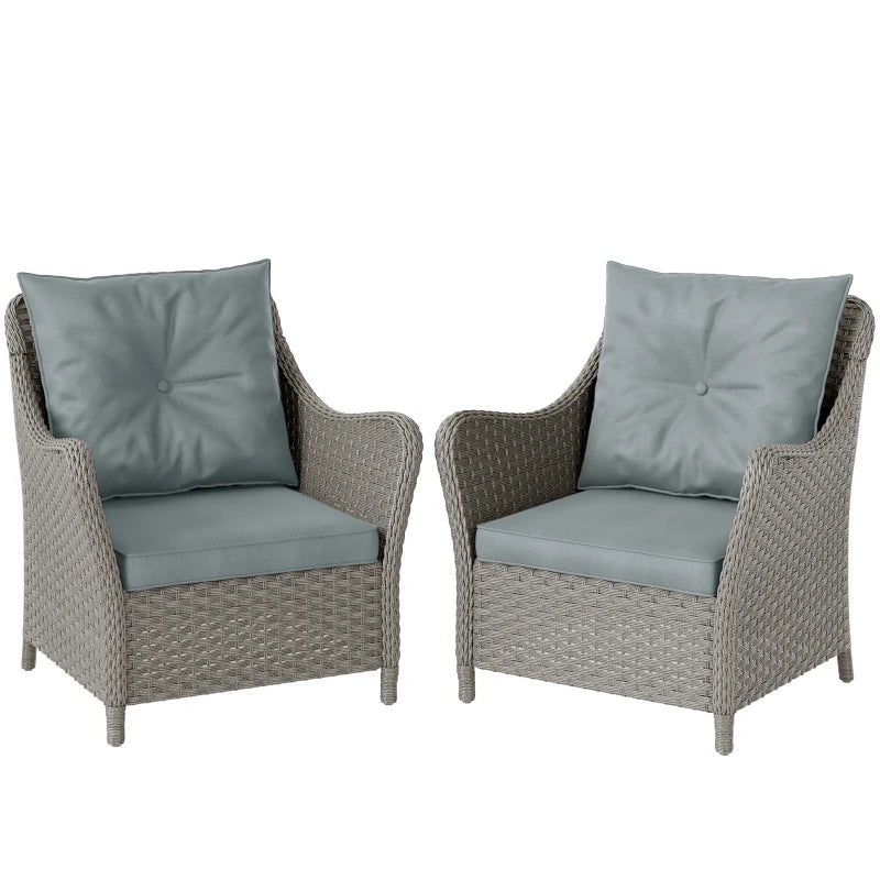 Rattan Garden Chairs Set of 2 with Cushions and Armrests for Outdoor Relaxation