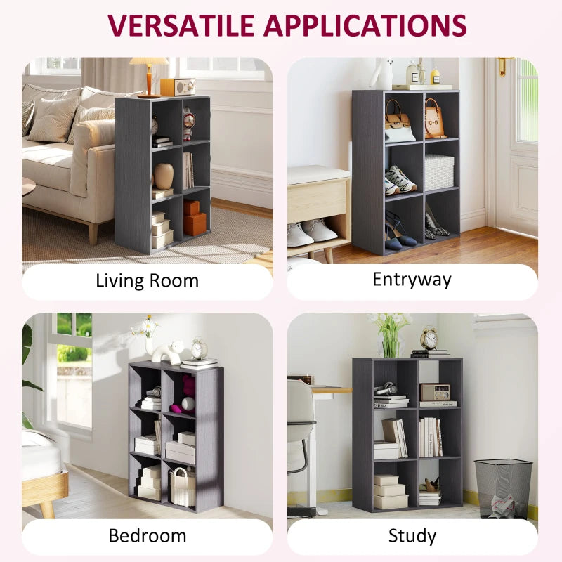 Stylish 6-Cube Bookshelf in Grey - Modern Storage Solution for Home or Office, Perfect for Organizing Books and Decor