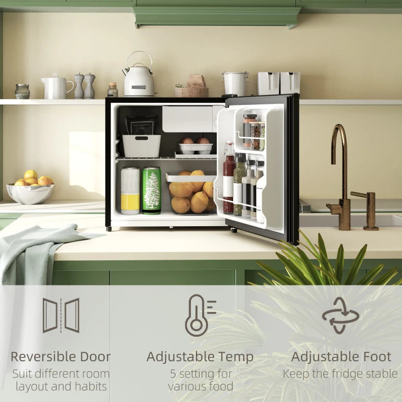 46L Lockable Countertop Fridge - Black Mini Refrigerator for Home, Office, or Dorm - Compact & Secure Storage Solution