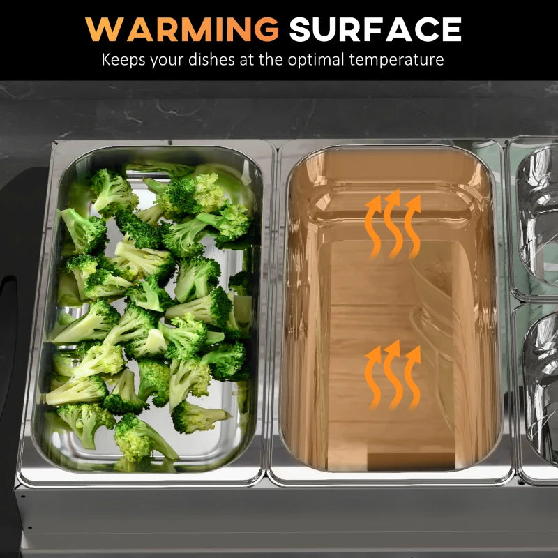 4 Tray Electric Food Warmer Buffet Server - Adjustable Temperature, 300W, Cool Touch Handles, 2 x 2.4L & 2 x 1L Pans