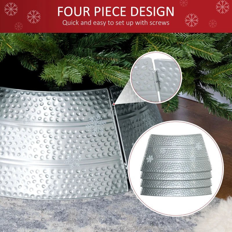66cm Hammered Steel Christmas Tree Base Collar - Durable, Stylish Support for Holiday Decor - Perfect for Any Christmas Tree