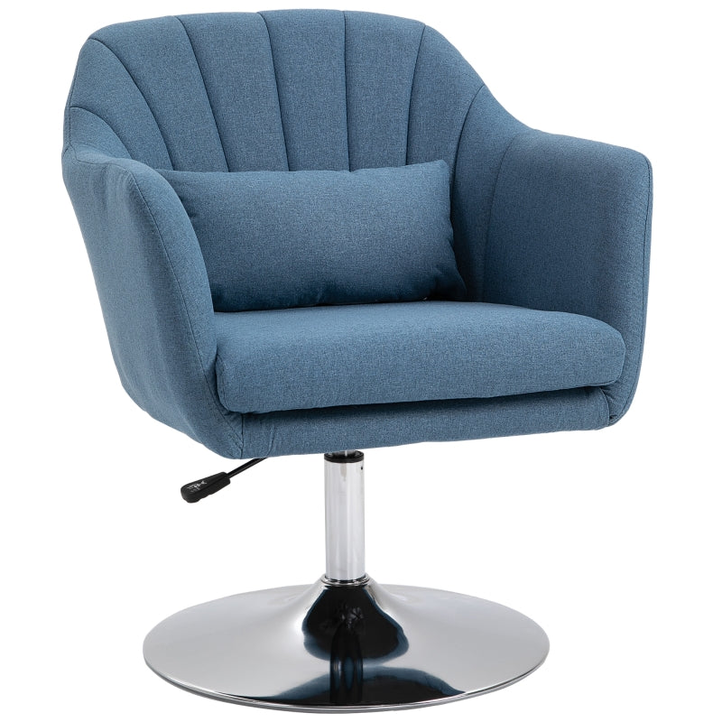 Contemporary Swivel Linen Fabric Accent Chair with Adjustable Height and Lumbar Support for Living Room or Office