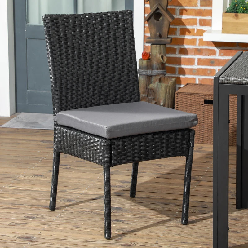 Black Rattan Armless Garden Chairs Set of 2