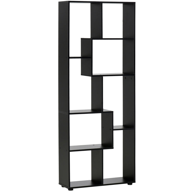 8 Tier Freestanding Bookcase Melamine Surface Anti Tipping Foot Pads Home Display Storage Grid Stand Bedroom Living Room Furniture Modern Black