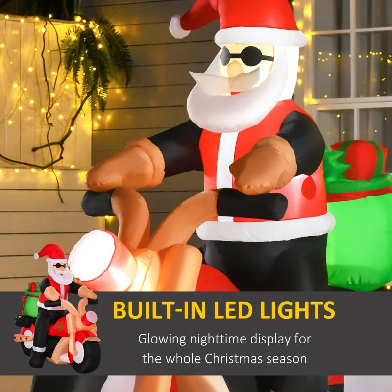 5.5ft Inflatable Santa Claus on Motorcycle - Christmas Blow Up Yard Decoration for Festive Garden Décor
