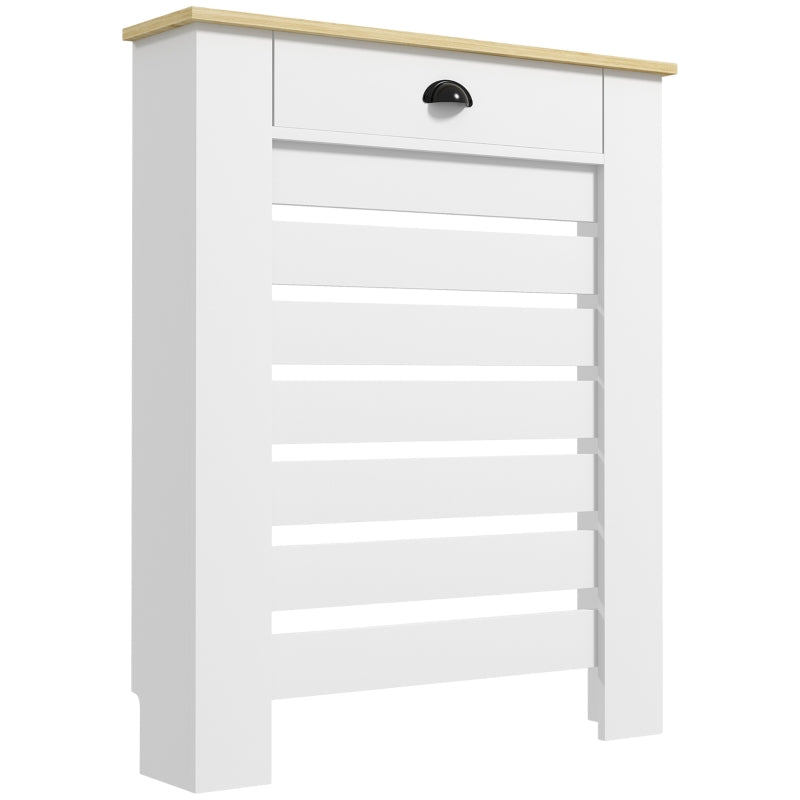 Elegant White Radiator Cover with Drawer 95.5H x 78Wcm for Home Decor
