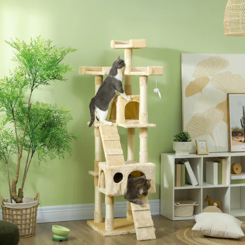 Deluxe Cat Tree Scratching House - Multi-Level Activity Play Centre for Cats with Cozy Hideouts and Scratching Posts