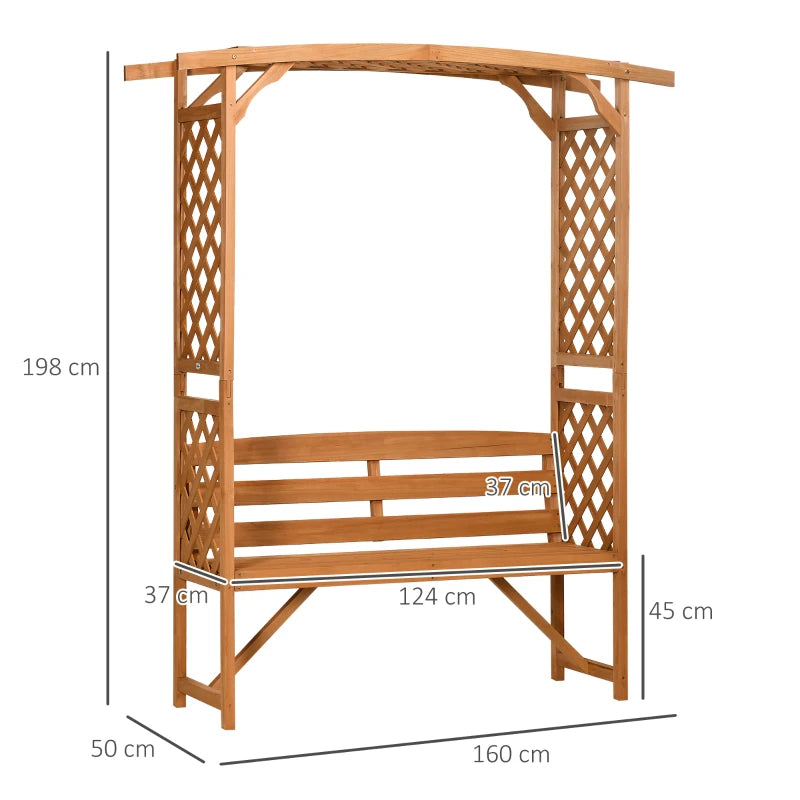 Natural Wooden Garden Arbour Bench for Vines, Outdoor Patio Seating