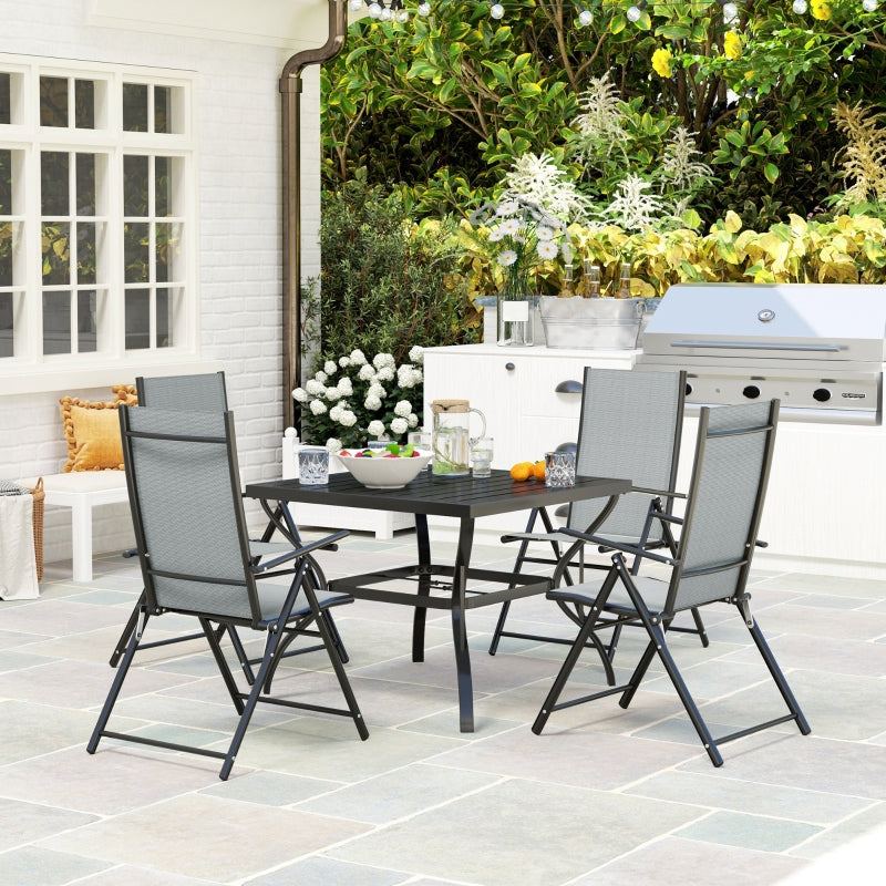 5-Piece Steel Frame Patio Set - Grey and Black - Outdoor Furniture for Garden and Balcony