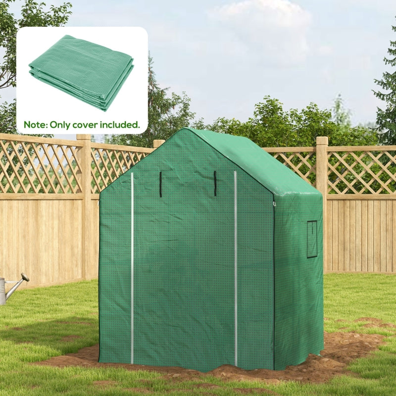 Greenhouse Cover Replacement with Roll-up Door and Windows, 140 x 143 x 190cm, Green