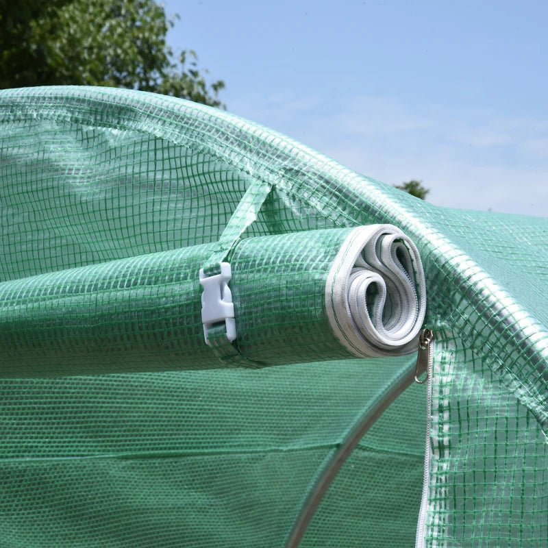 Green Walk-in Polytunnel Greenhouse - 3x2x2m - Galvanised Steel Frame