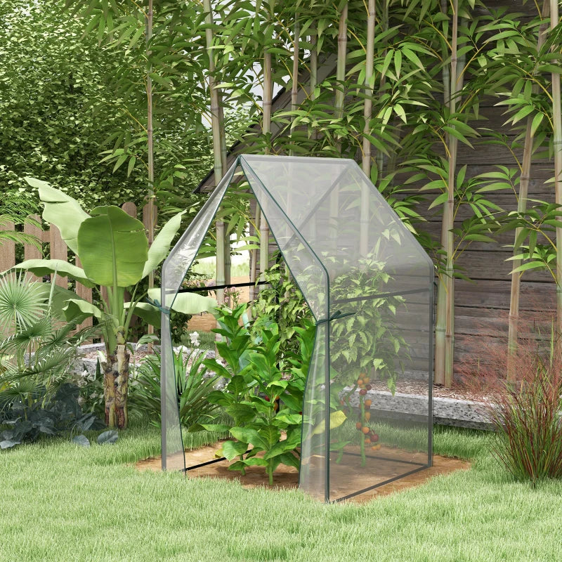 Clear Portable Mini Greenhouse with 2 Zipped Doors, 90x90x145cm