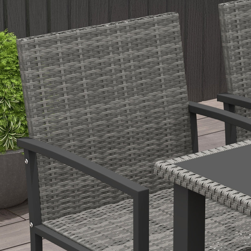 Grey 5-Piece Outdoor Patio Dining Set with Glass Tabletop and 4 Chairs