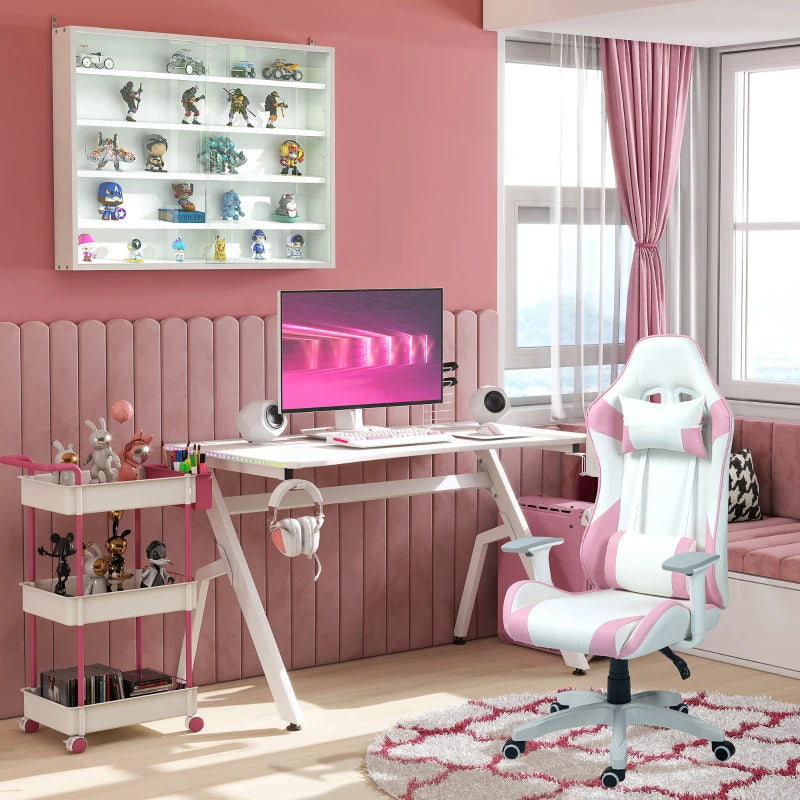 5-Tier Wall Display Shelf Unit with 4 Adjustable Shelves & Glass Doors - White Cabinet for Home Office Ornaments 60x80cm