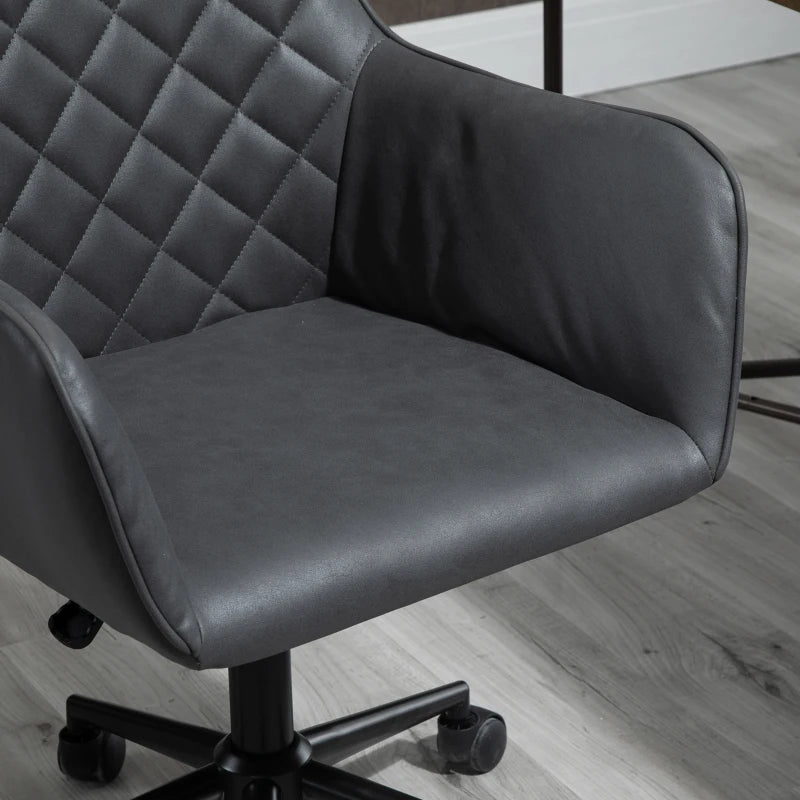Vinsetto Grey Office Desk Chair - Leather-Feel Swivel Computer Chair with Rolling Wheels & Adjustable Height for Home