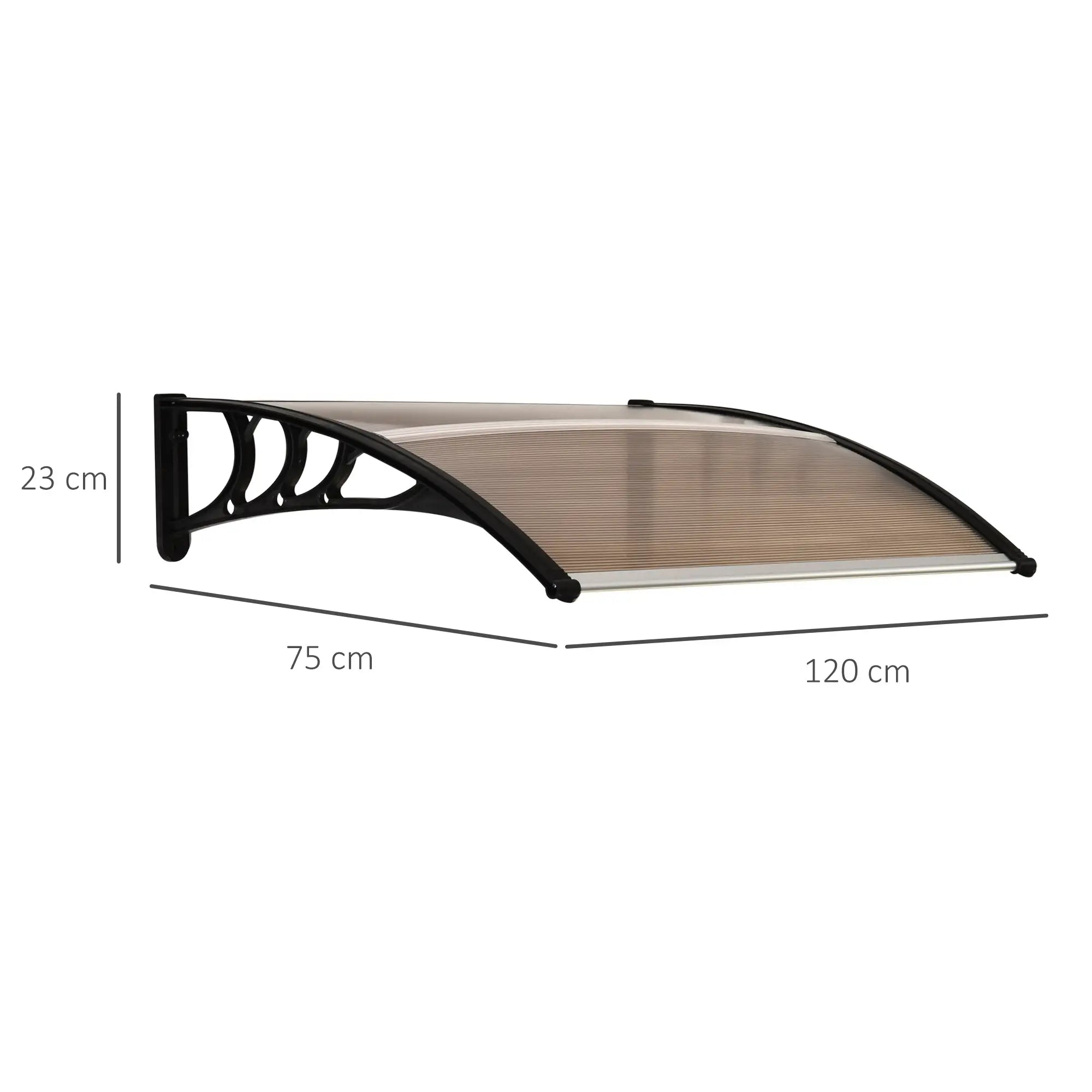 120 x 75cm Brown Curved Door Canopy - Rigid Polycarbonate