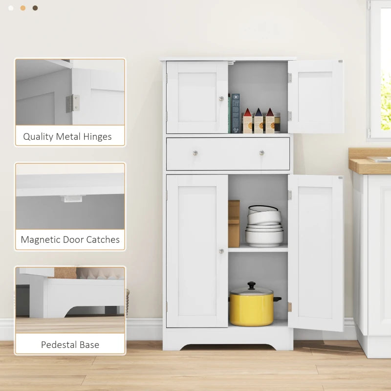 Multi-Storage Freestanding Kitchen Cabinet - Elegant White Design for Organized Kitchen Storage & Space Saving Solutions