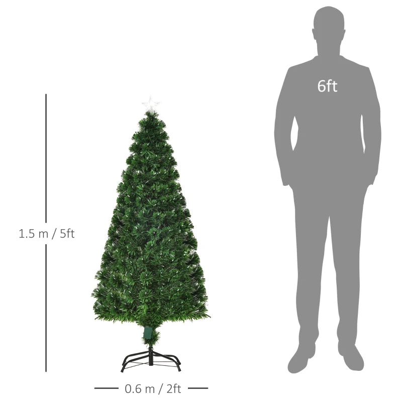 5FT Pre-Lit Artificial Christmas Tree with Star Topper & Metal Base - Perfect Holiday Home Decoration