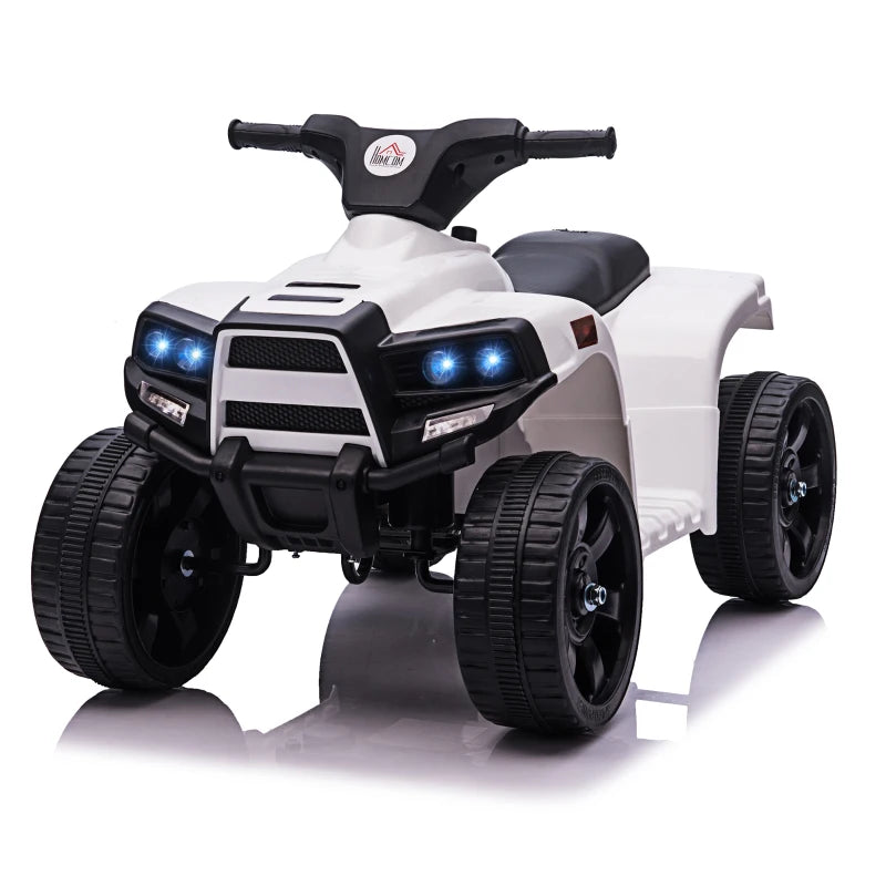 6V Kids Electric Ride-On Car ATV Quad Bike with Headlights & Horn - White Toy for Toddlers 18-36 Months