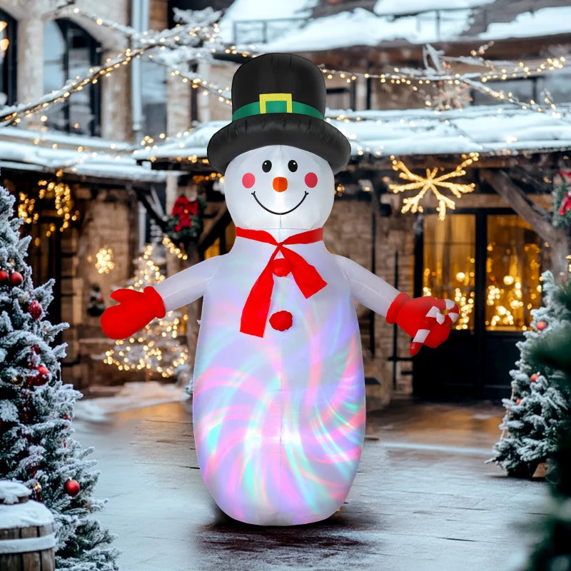 8FT Inflatable Christmas Snowman with Disco Lights - Self-Inflating Outdoor Decoration for Garden & Home Holiday Decor