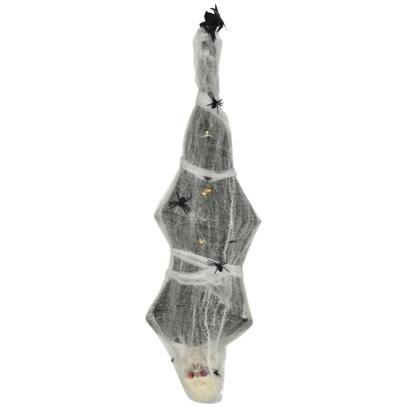 4.7ft Animated Hanging Mummy Halloween Decoration with Light Up Eyes, Sound, Motion Activation, Spider Web, Posable Arms