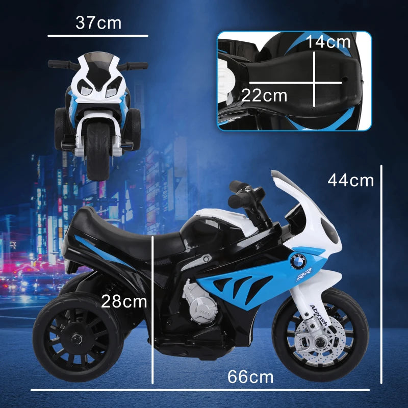 Electric Motorbike for Kids Ride On BMW Style with Headlights Music 6V Blue